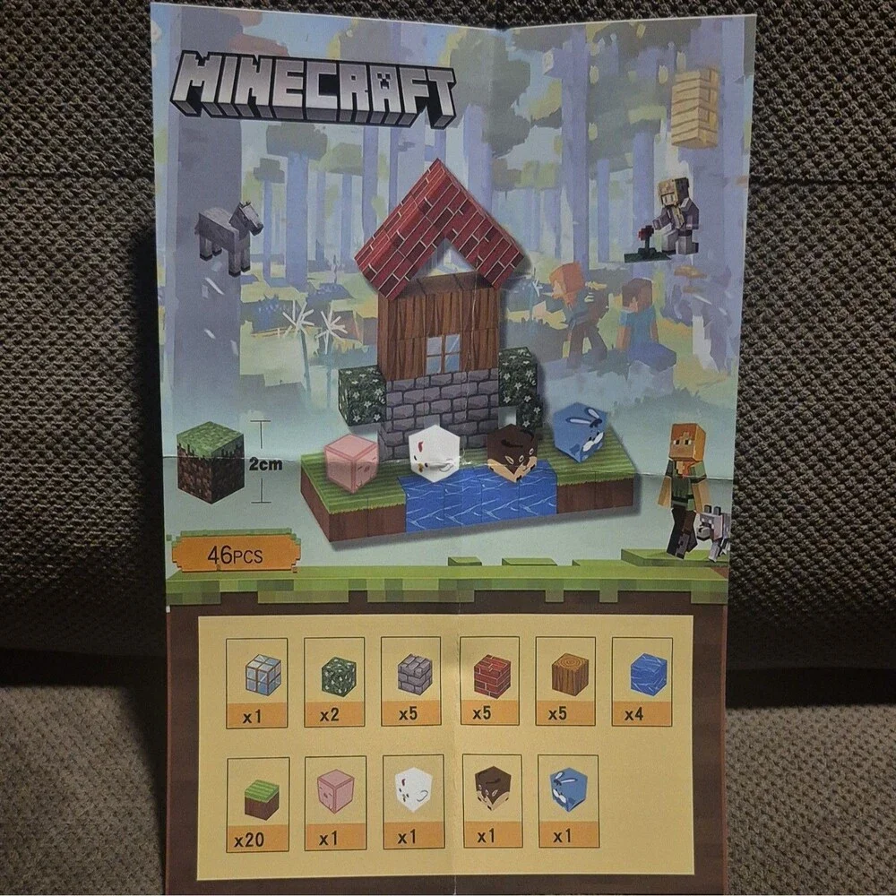 Minecraft Magnetic Blocks Deluxe Version Set 48-Piece Building Set Age 3+ Box